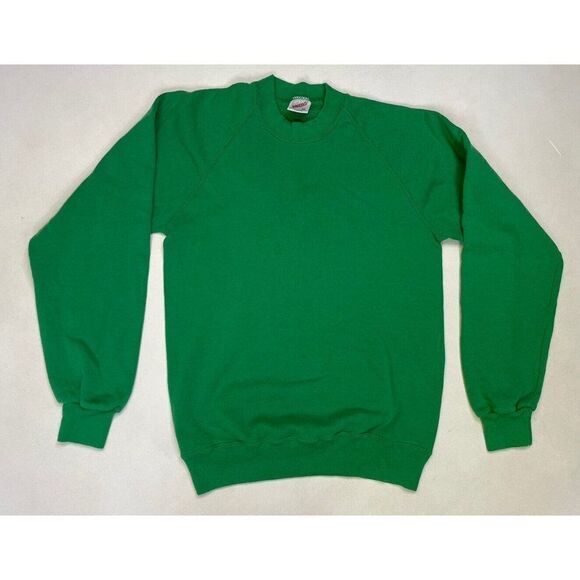 VINTAGE Jerzees Blank Crewneck Sweatshirt Men Small Green USA 90s - Picture 1 of 5